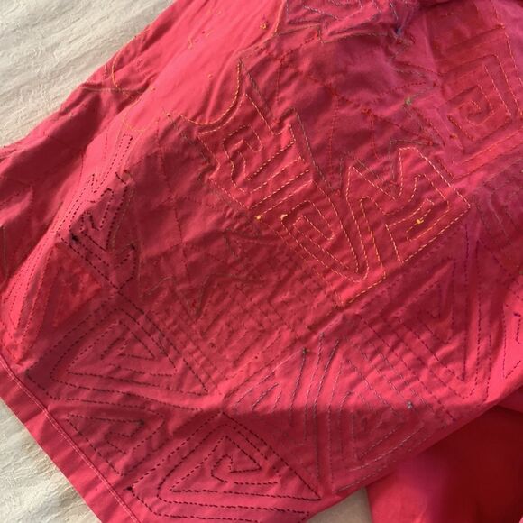 Mumu Caftan Lounge Dress Hand Appliquéd Exquisite Pink Birds - Picture 14 of 14